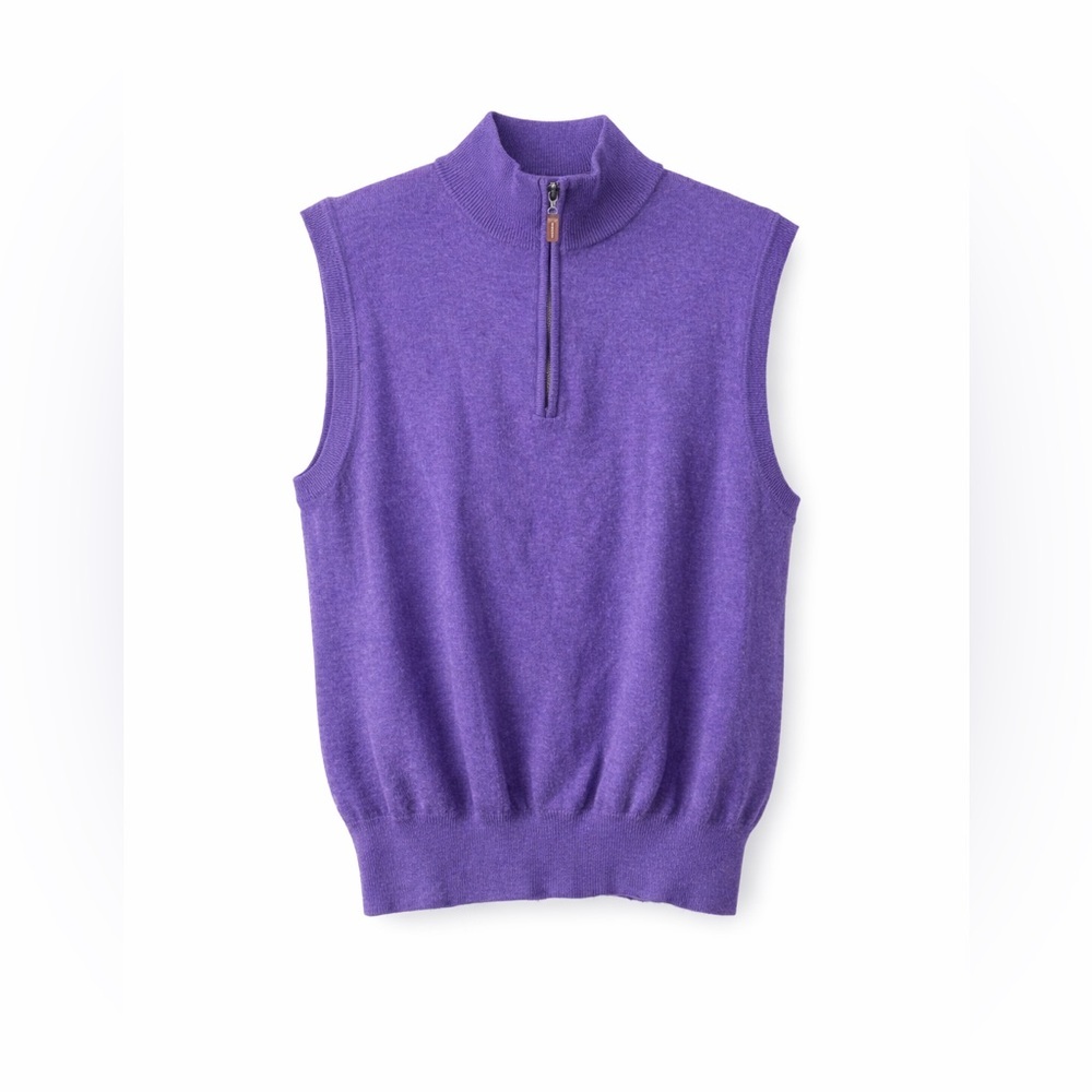 Peter Millar 100% merino wool quarter zip men's purple sweater vest size M